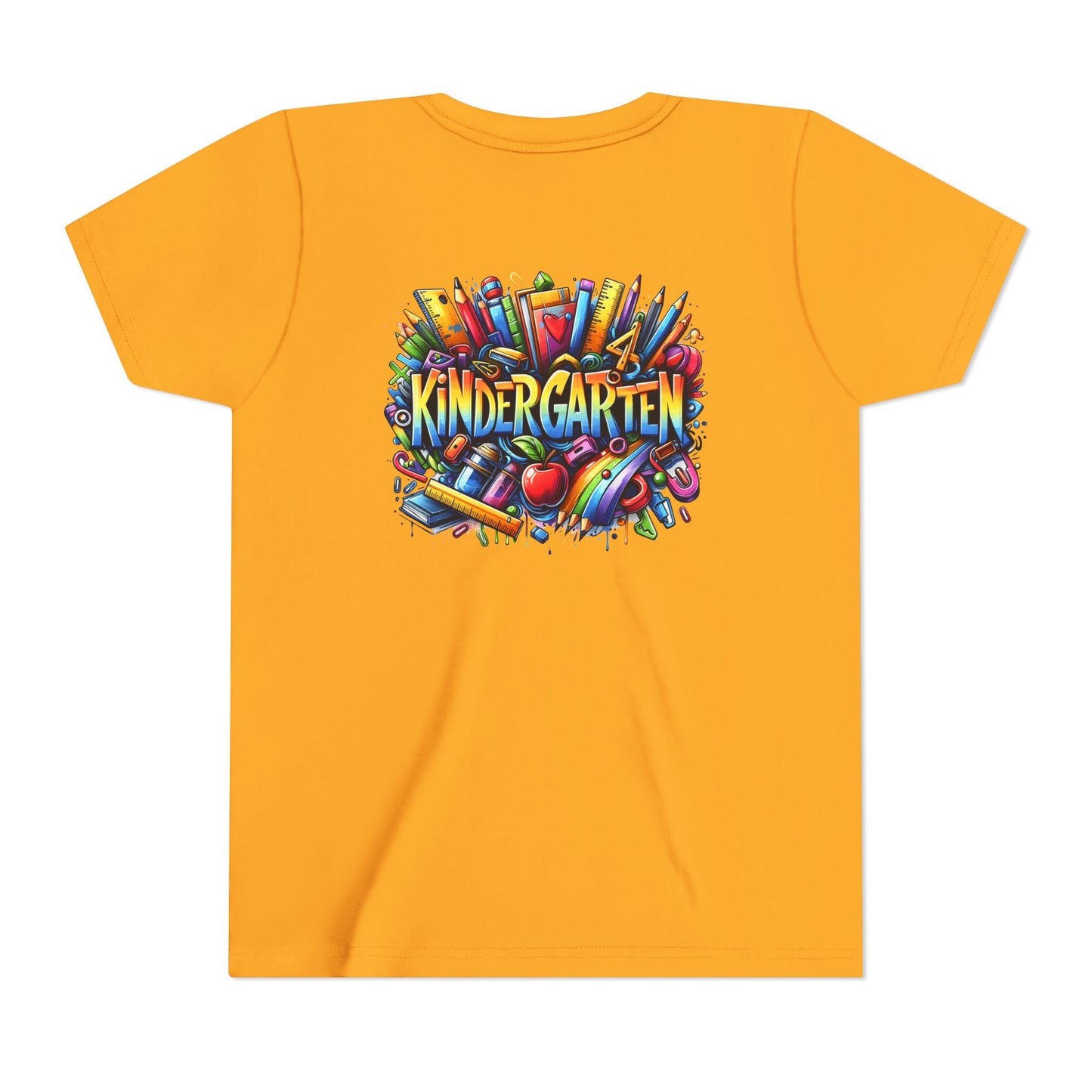 Kindergarten Colorful School Supplies Youth Tee — Back-to-School Kids T-Shirt