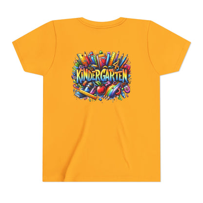 Kindergarten Colorful School Supplies Youth Tee — Back-to-School Kids T-Shirt