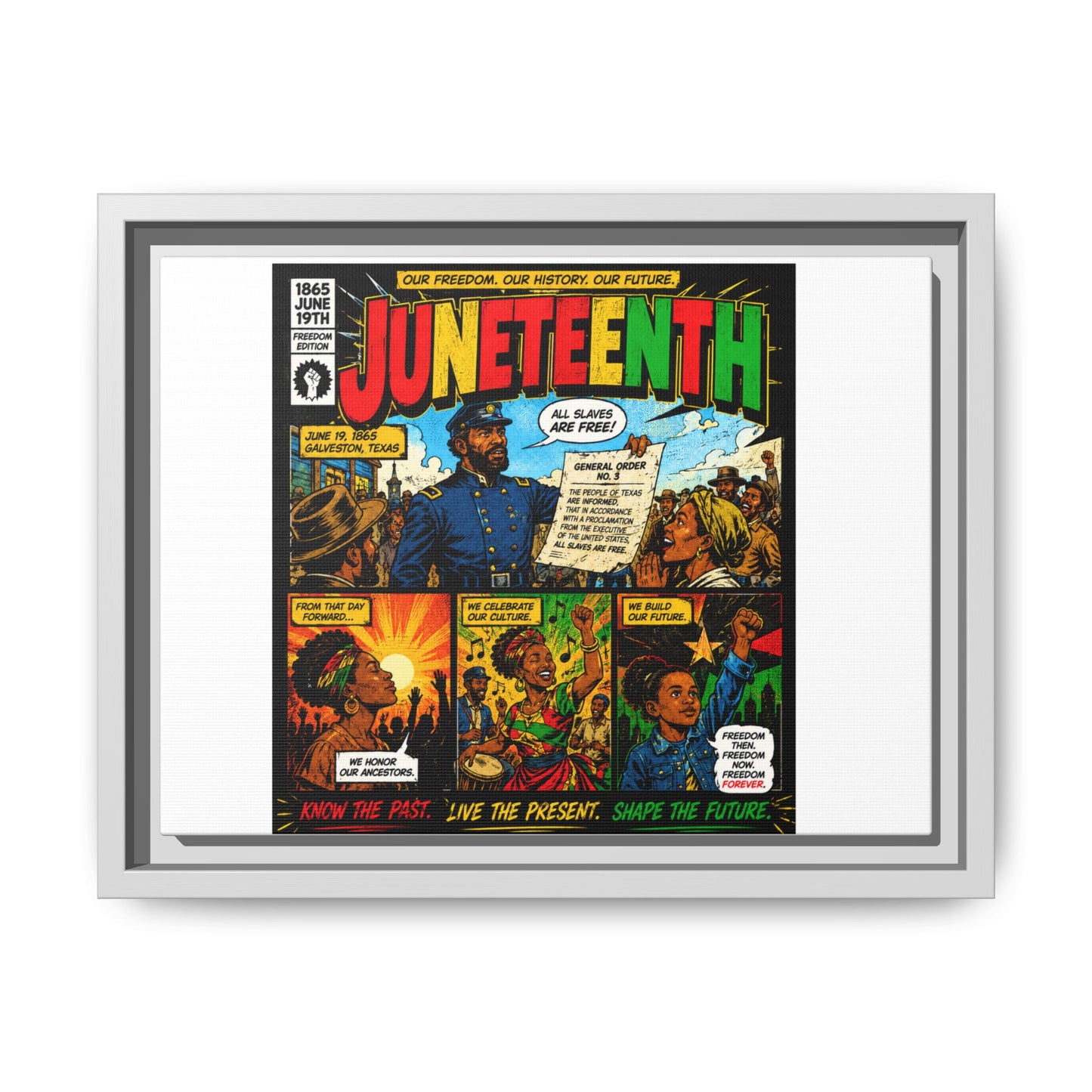 Juneteenth Comic Art Canvas - Framed Matte Wall Decor