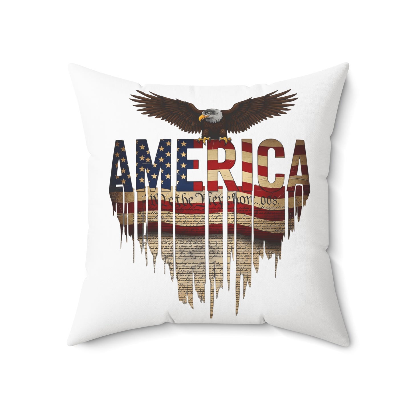 Patriotic Eagle "America" Flag Square Pillow