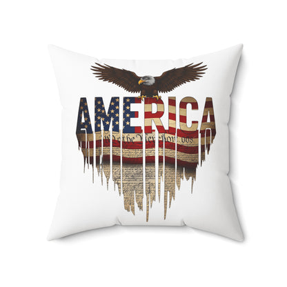 Patriotic Eagle "America" Flag Square Pillow
