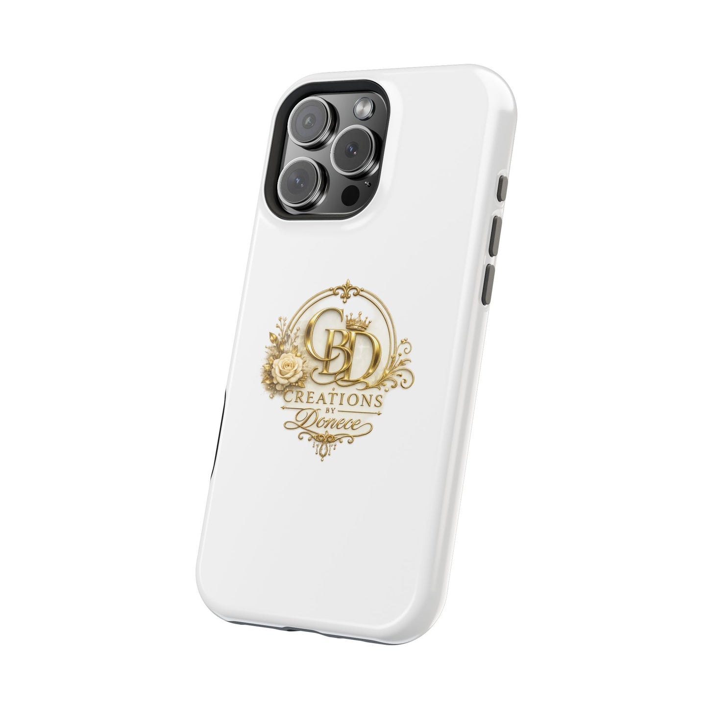 Magnetic Impact-Resistant Phone Case — Gold Floral Crest Logo