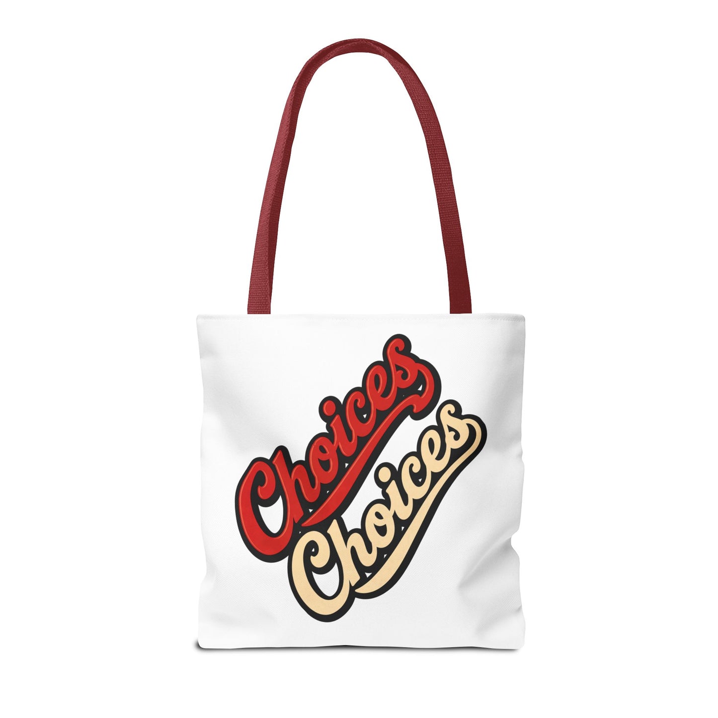 Choices Retro Script Tote Bag — Vintage Two-Tone Typography Canvas Tote