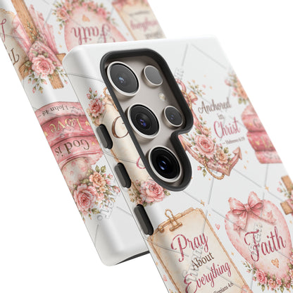 Faith Floral Phone Case – Christian Inspirational Scripture iPhone Cover (Choose Joy, Pray, Faith)