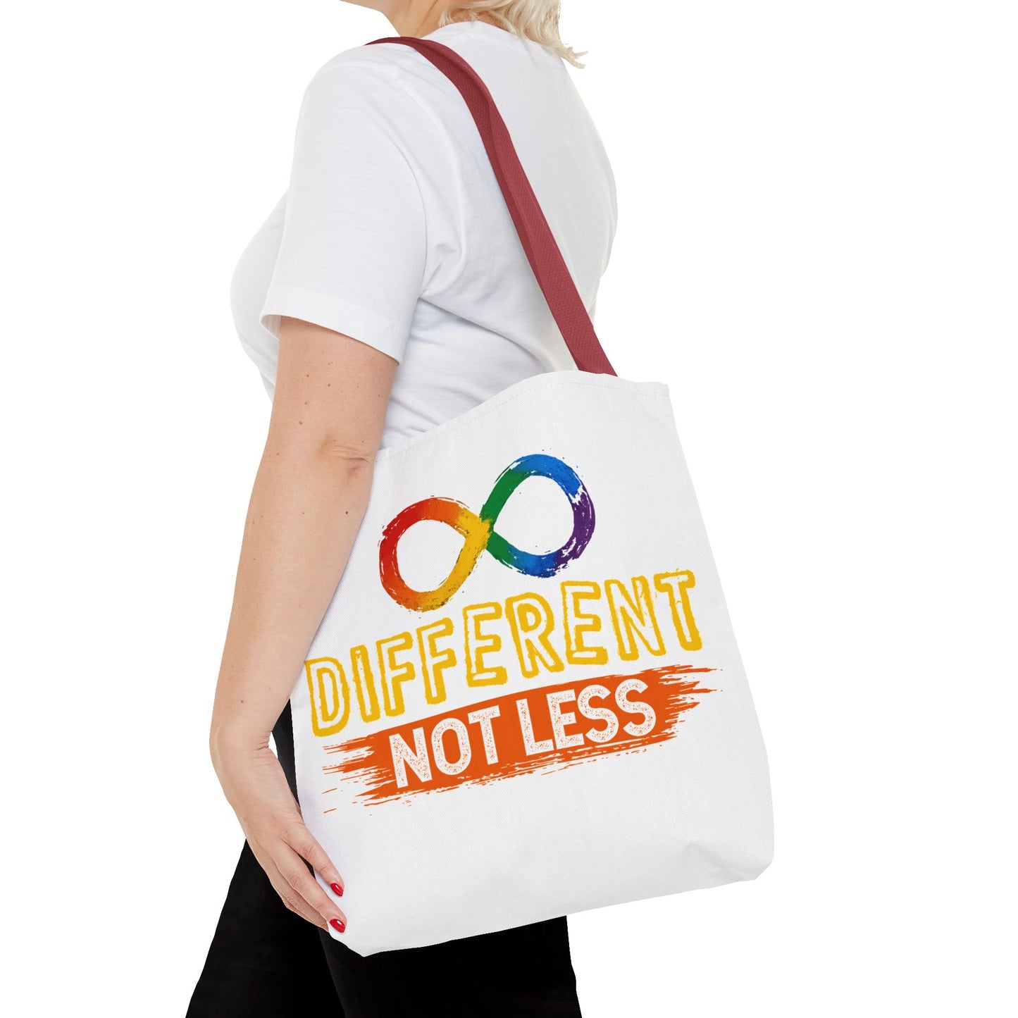 Autism Pride Tote Bag — "Different Not Less" Rainbow Infinity Reusable Shopper