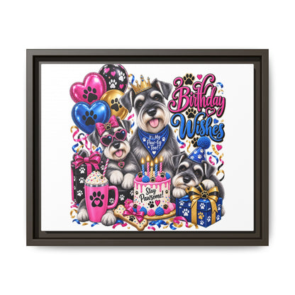 Birthday Wishes Schnauzer Canvas Print — Framed Matte Pet Artwork