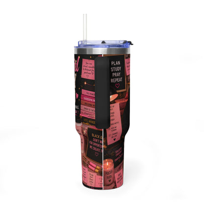 Black Girl Study Club 40oz Vacuum Tumbler — Focused Planner & Motivational Travel Mug