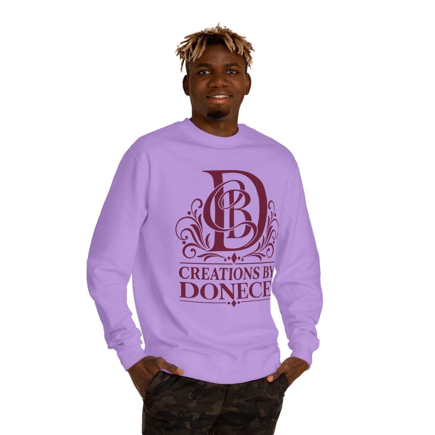 Crewneck Sweatshirt — Creations by Donece™ Burgundy Monogram Logo