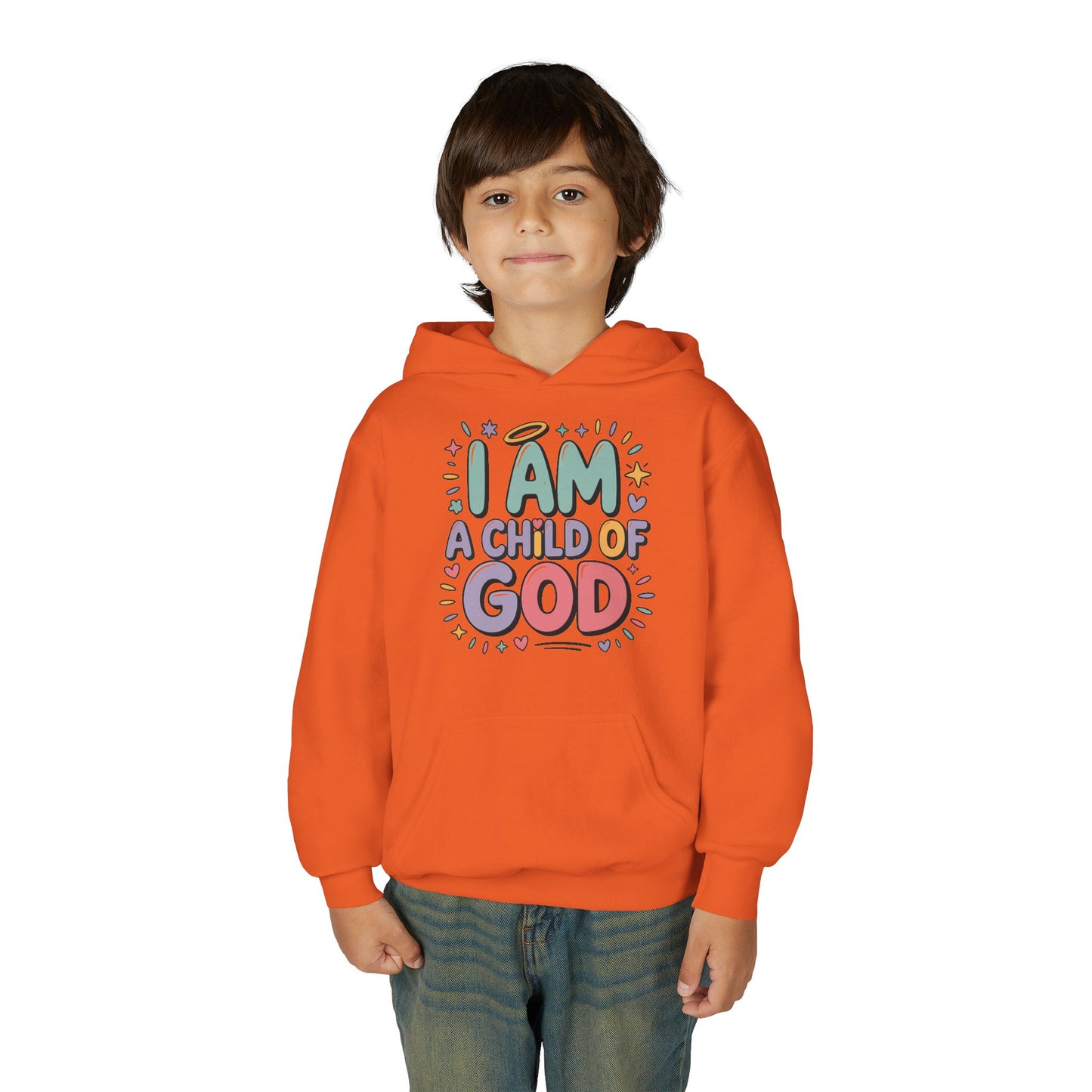 Youth Hoodie — "I Am a Child of God" Inspirational Kids Hooded Sweatshirt