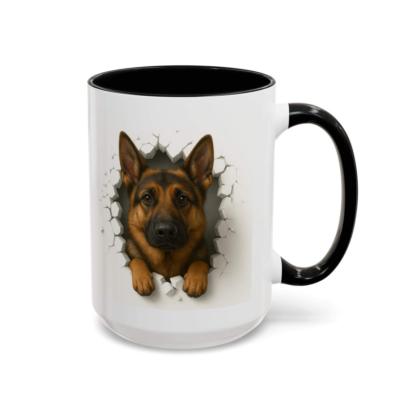 German Shepherd Coffee Mug — "Peek-a-Buddy" Accent Dog Mug (11/15oz)