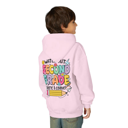 Second Grade Hoodie - "Watch Out Second Grade Here I Come" Back-to-School Kids Sweatshirt