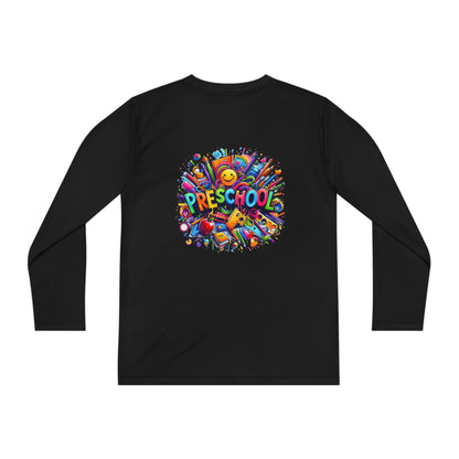 Youth Preschool Long Sleeve Tee - Colorful School Supplies Design