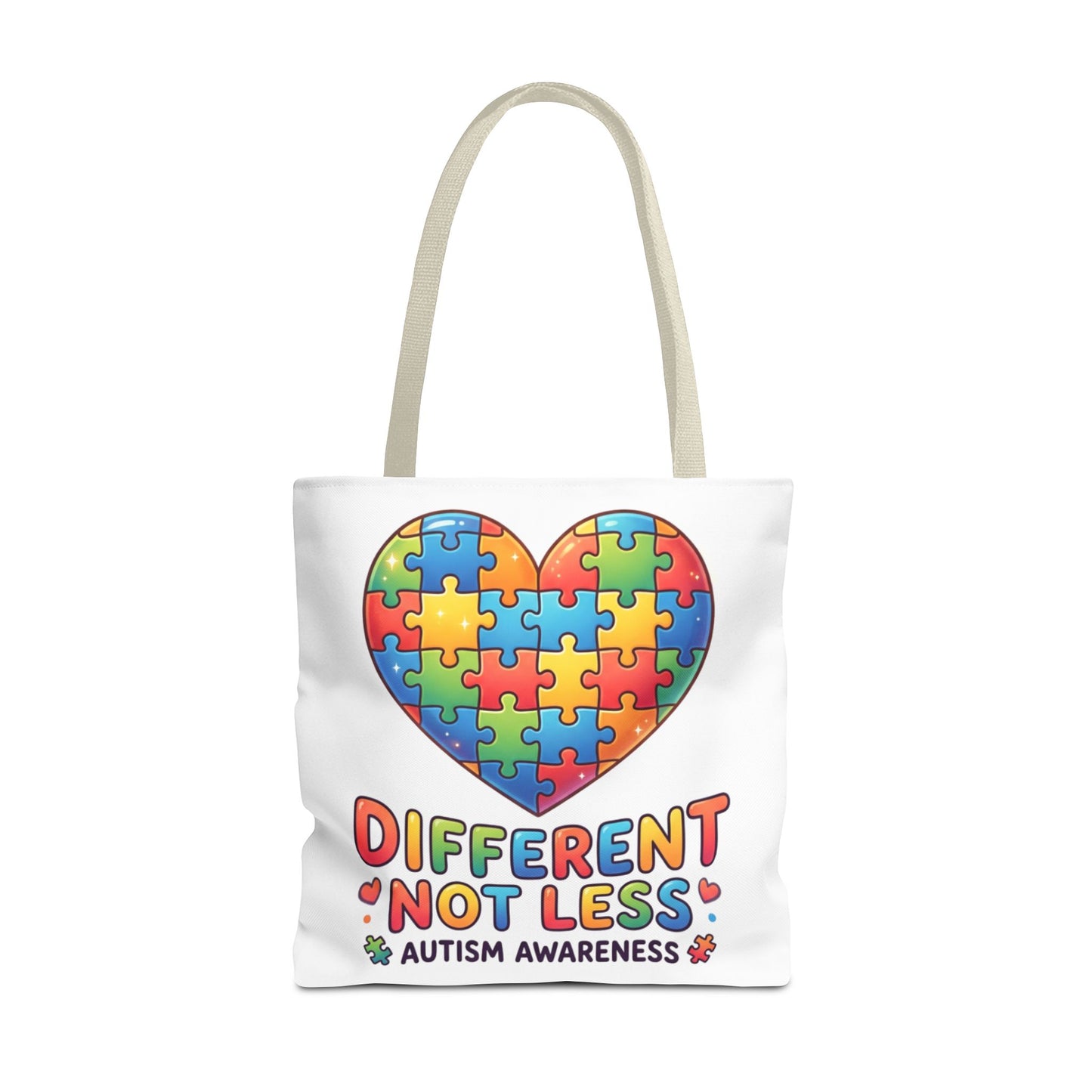 Autism Awareness Tote Bag — "Different Not Less" Puzzle Heart