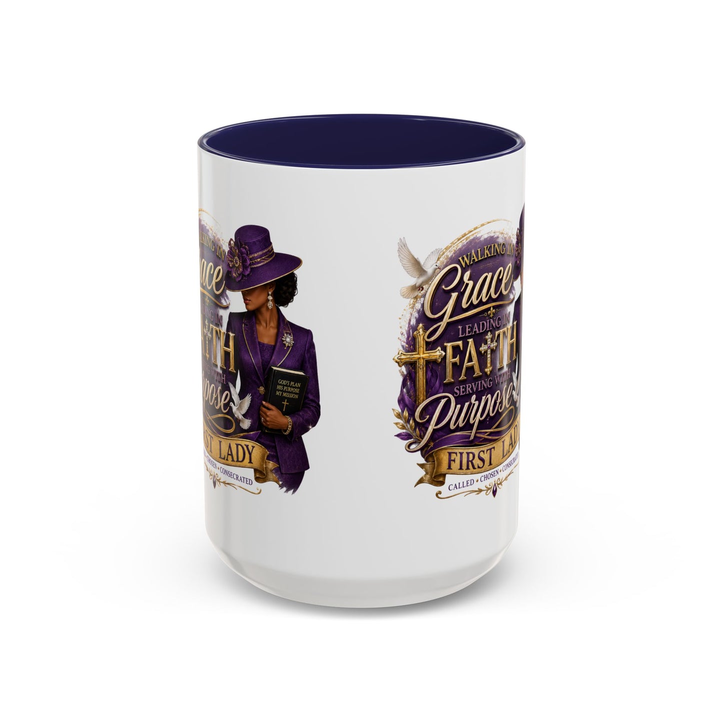 Faith & Purpose Accent Coffee Mug — First Lady Church Design (11/15oz)