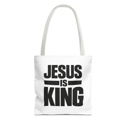 Jesus Is King Tote Bag - Christian Faith Canvas Grocery & Church Book Bag