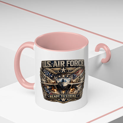 U.S. Air Force Accent Coffee Mug — "Ready to Strike" Military Aviation Gift