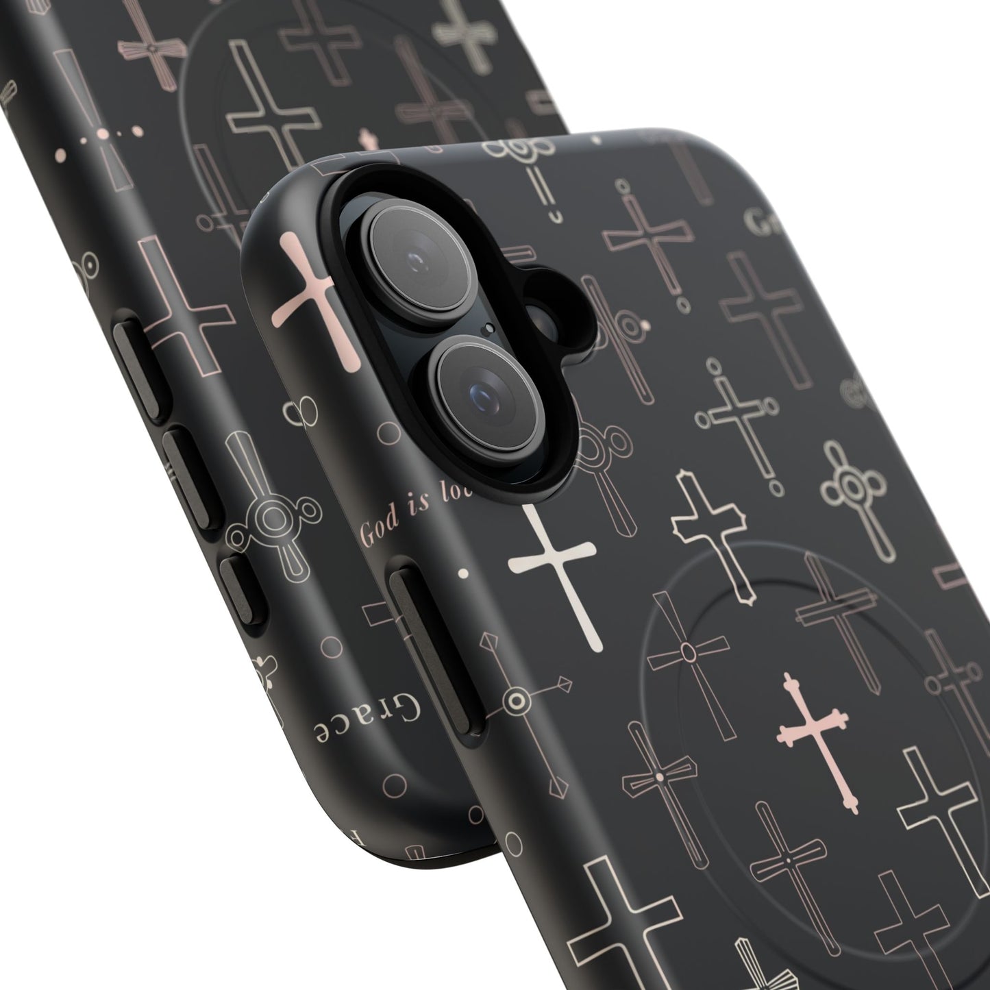 Magnetic Phone Case — Black Crosses "Grace" Protective Cover