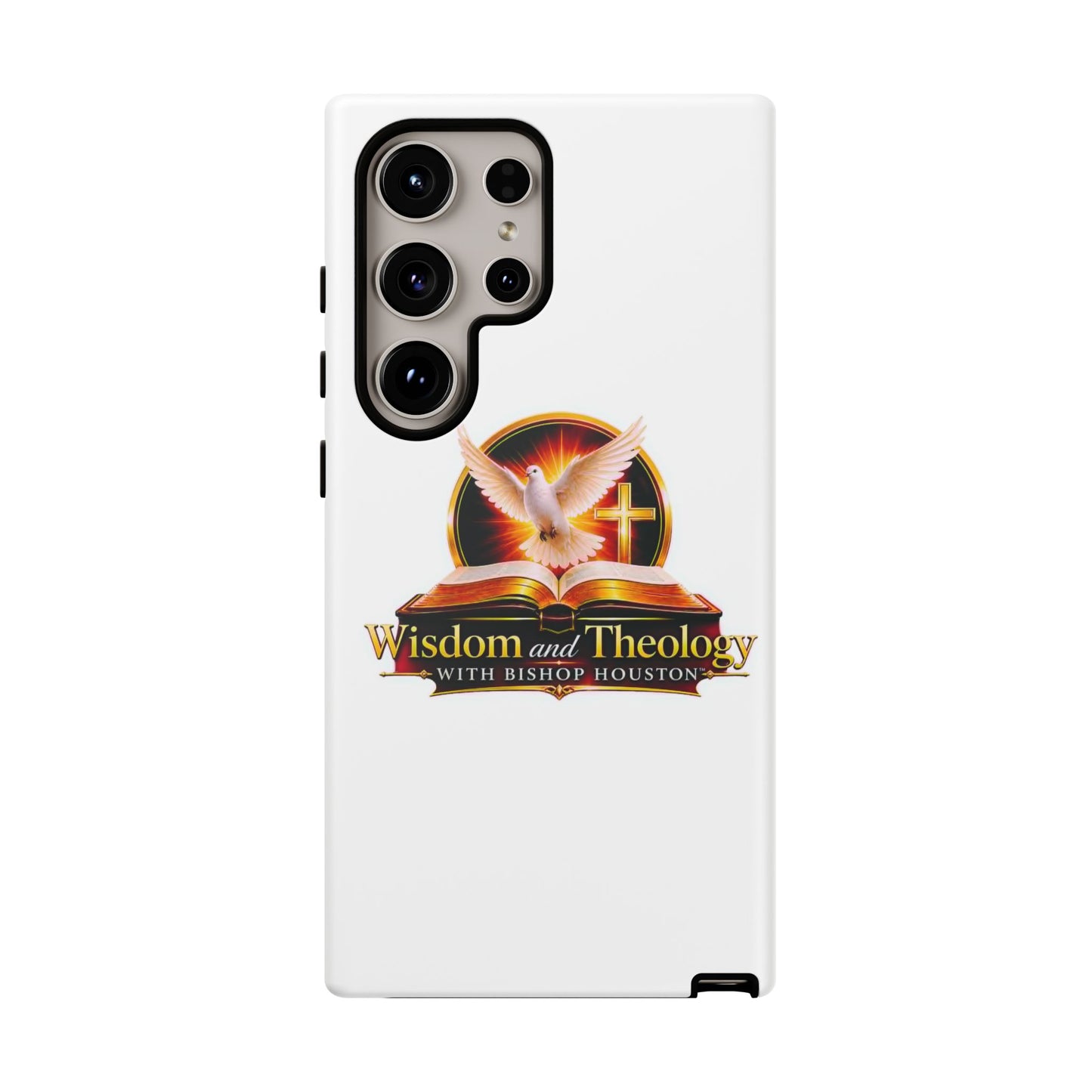 Wisdom and Theology Phone Case — Christian Dove & Cross Protective Tough Case