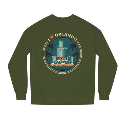 Orlando Fountain Crewneck Sweatshirt — Retro Palm Tree Cityscape