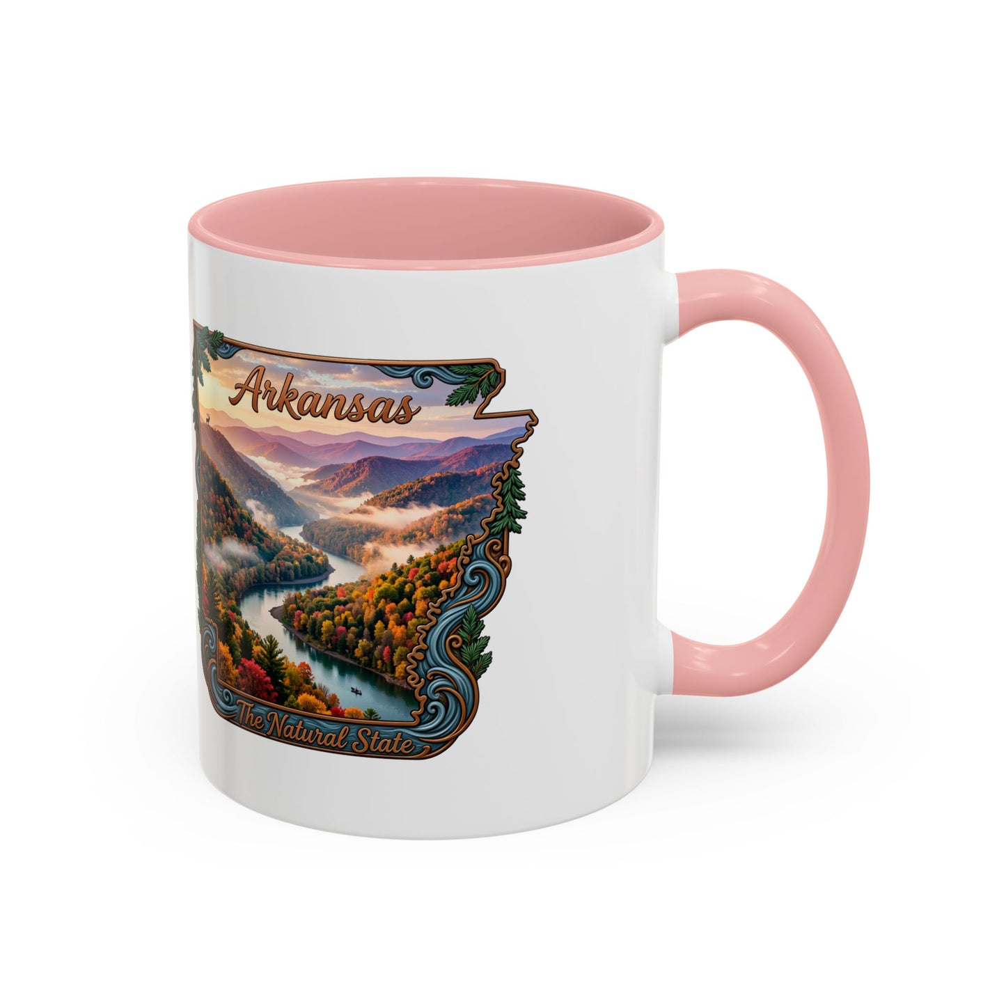 Arkansas Scenic Coffee Mug — Vintage State Map River Landscape (11/15 oz)