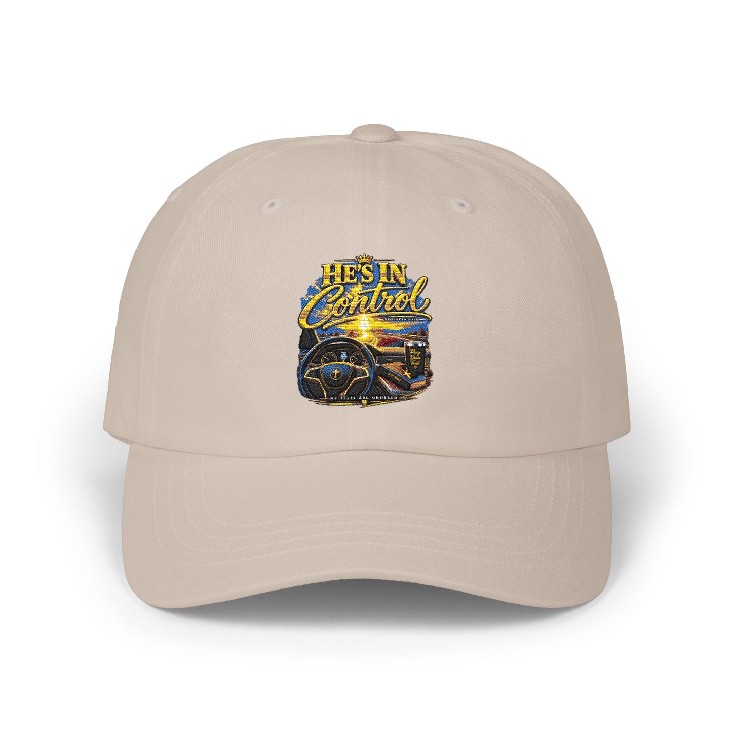 Dad Cap – 'He's In Control' Vintage Car Embroidered Baseball Hat