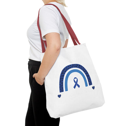 Blue Awareness Ribbon Rainbow Tote Bag – Support & Hope Everyday Tote