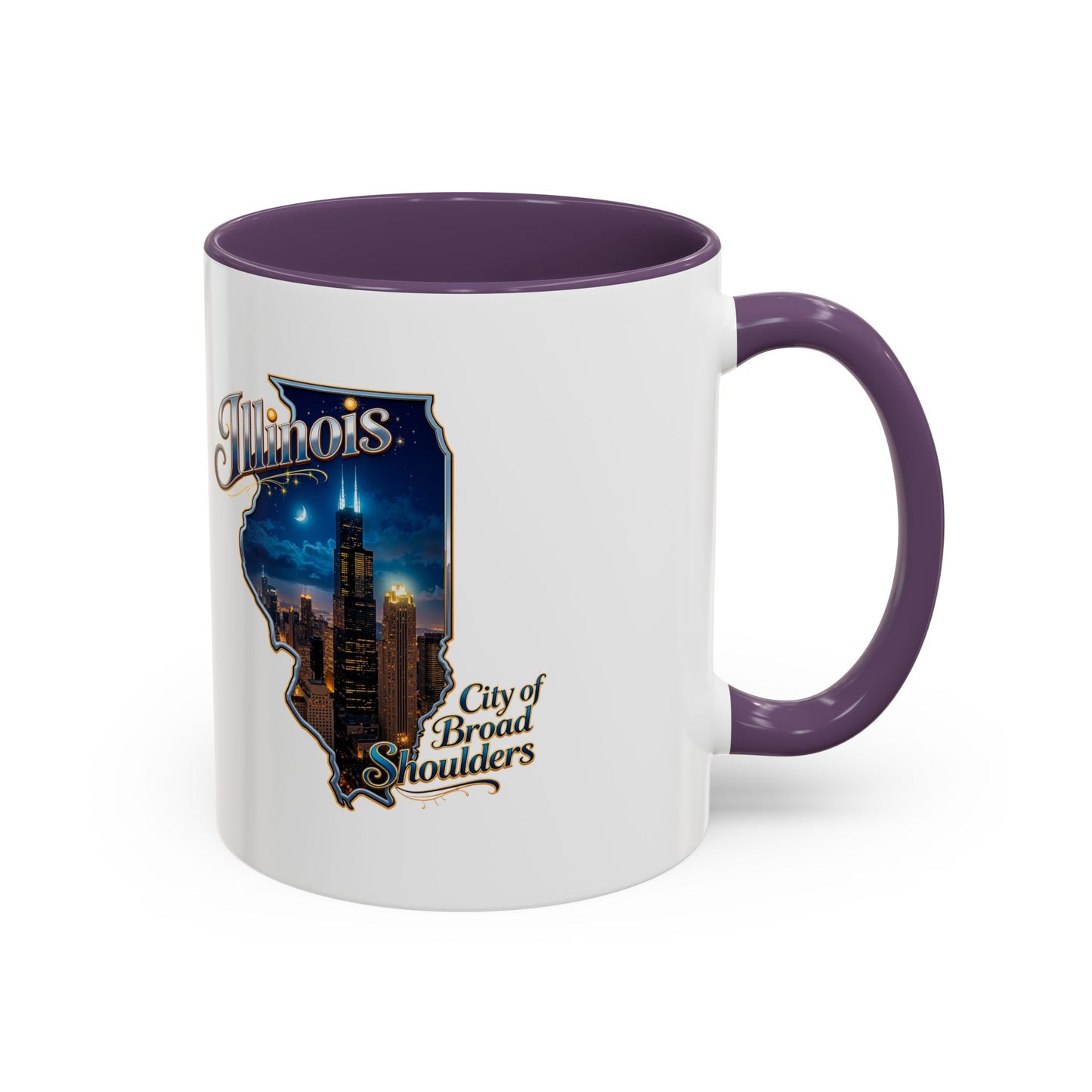 Illinois Skyline Accent Coffee Mug – City of Broad Shoulders Chicago Design (11/15oz)