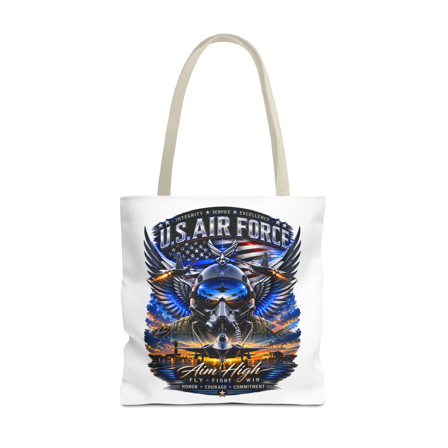 U.S. Air Force Aviator Tote Bag – 'Aim High' Military Pilot Design
