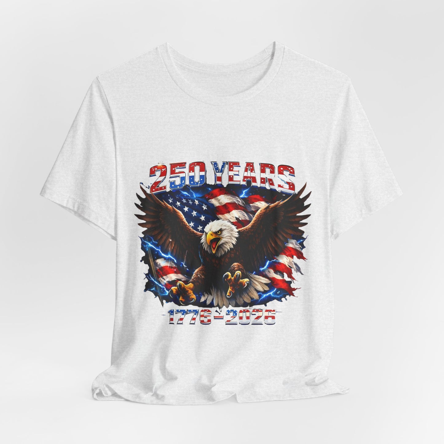 250 Years Bald Eagle American Flag T-Shirt — 1776–2026 Patriotic Tee