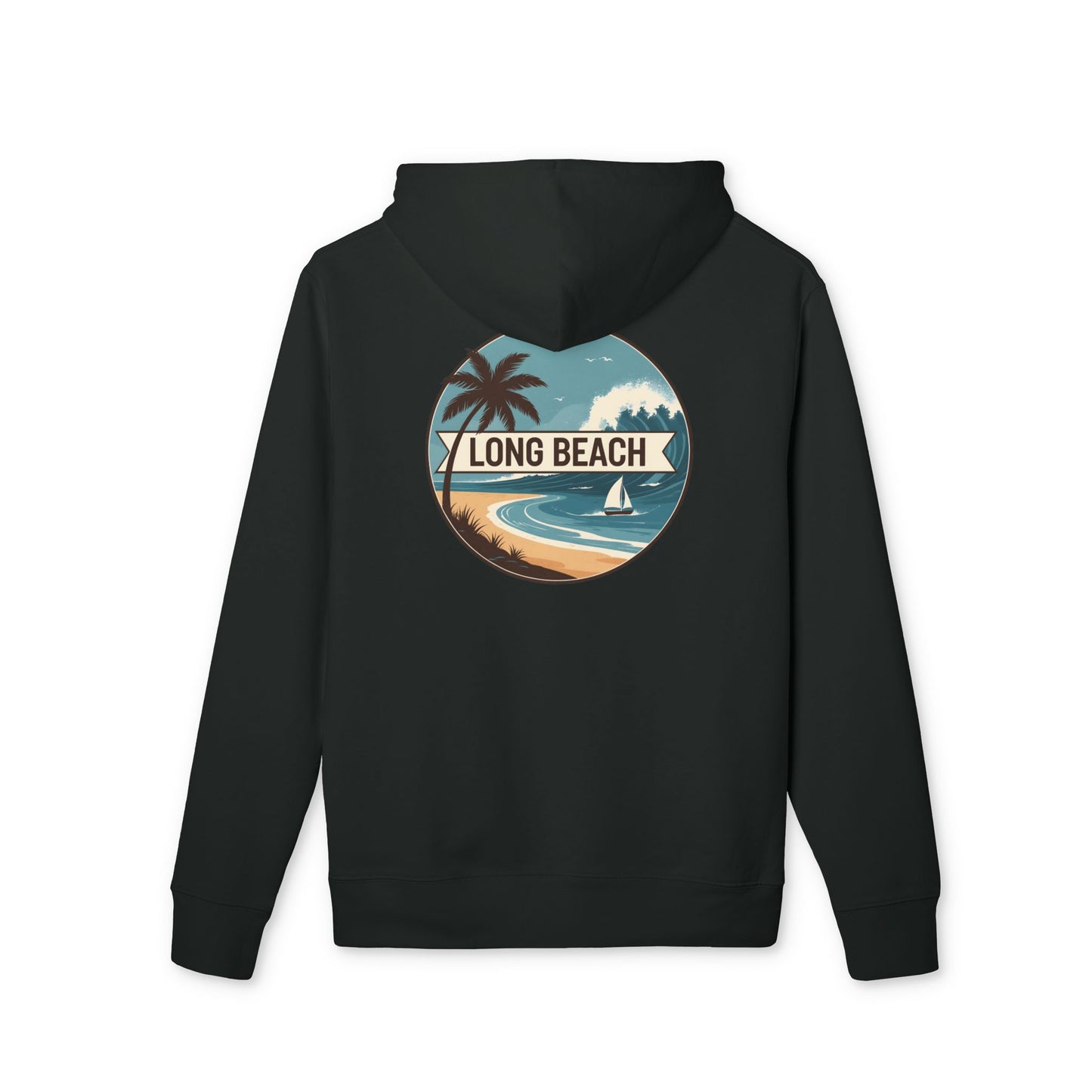 Long Beach Vintage Beach Hoodie — Retro Palm Tree Surf Pullover