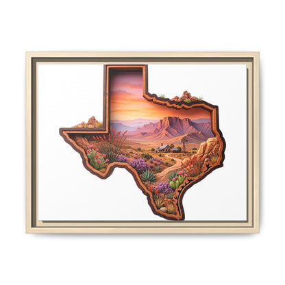 Framed Texas Landscape Matte Canvas — Desert Sunset State Art Print
