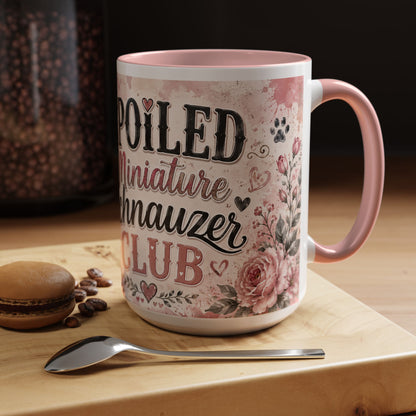 Spoiled Miniature Schnauzer Club Accent Coffee Mug — Cute Dog Mom Gift
