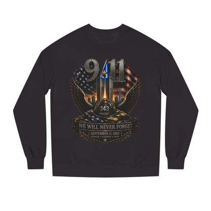 9/11 We Will Never Forget Crewneck Sweatshirt – Memorial Tribute