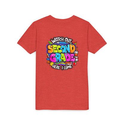 Second Grade Kids Tee - "Watch Out Second Grade Here I Come" Colorful Back-to-School Shirt