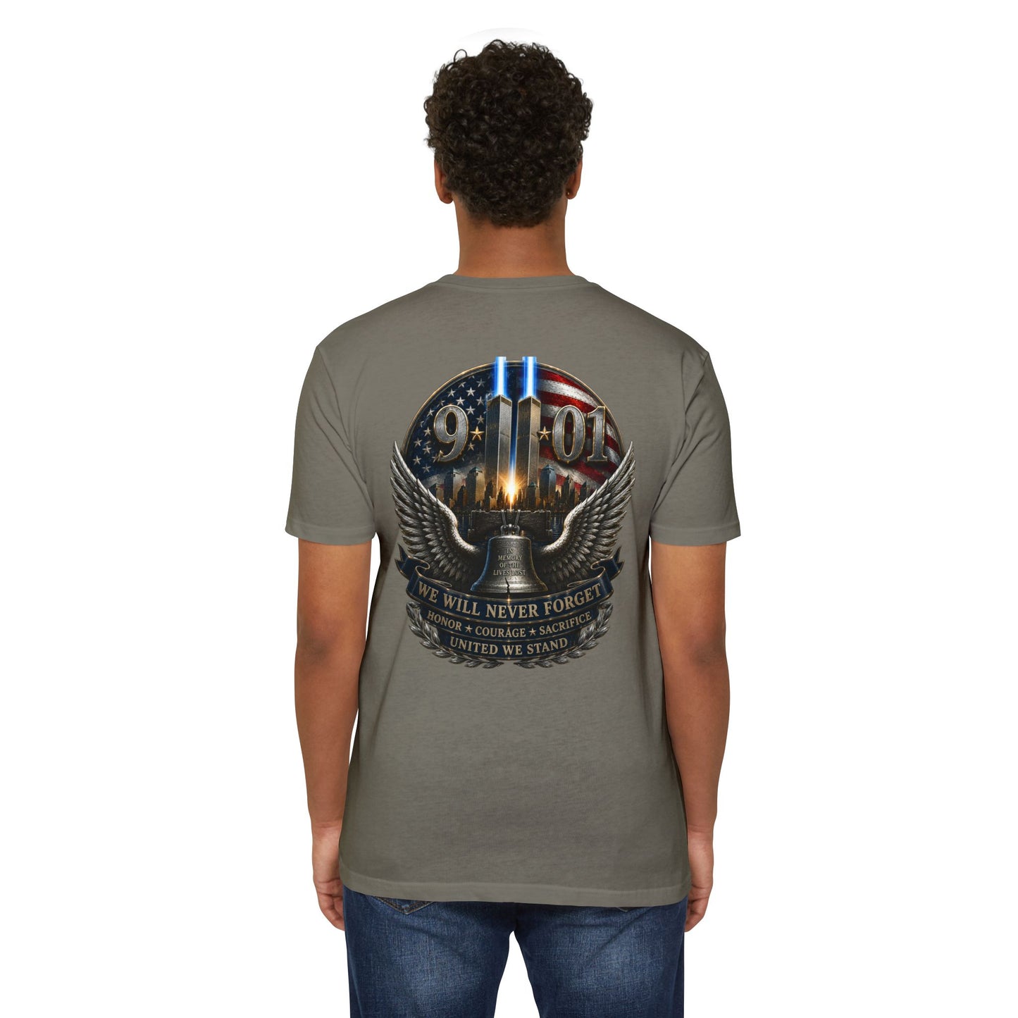 9/11 Never Forget Memorial T-Shirt — Twin Towers Tribute Tee