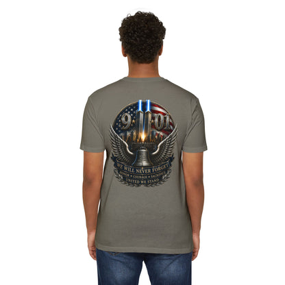 9/11 Never Forget Memorial T-Shirt — Twin Towers Tribute Tee