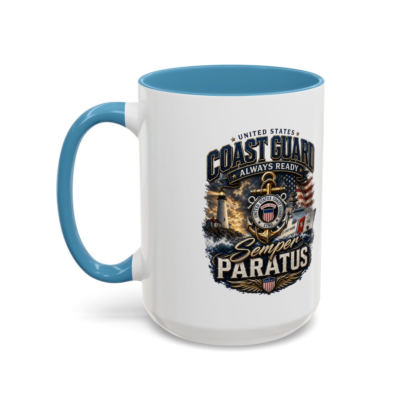 Coast Guard Semper Paratus Accent Coffee Mug – Patriotic Military Gift (11/15oz)