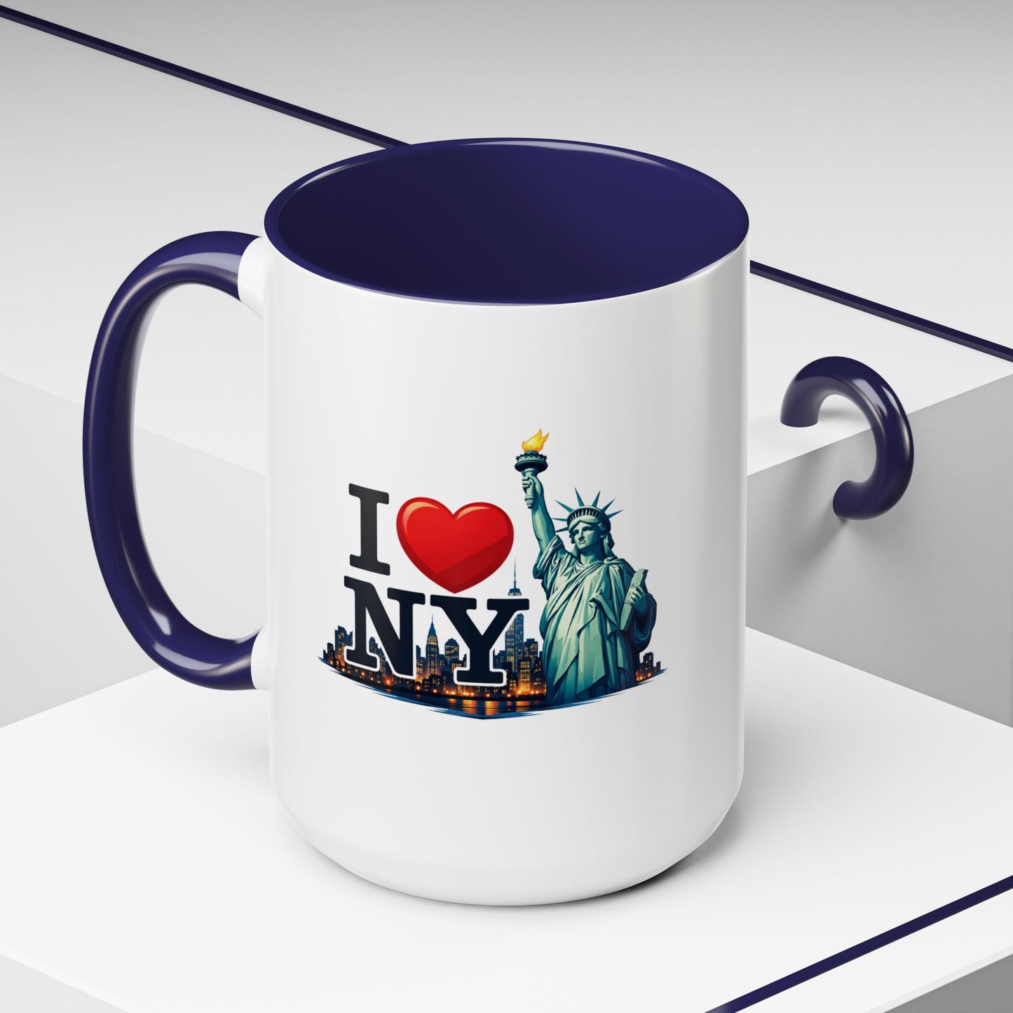 I  NY Statue of Liberty Accent Coffee Mug – New York City Souvenir (11/15 oz)