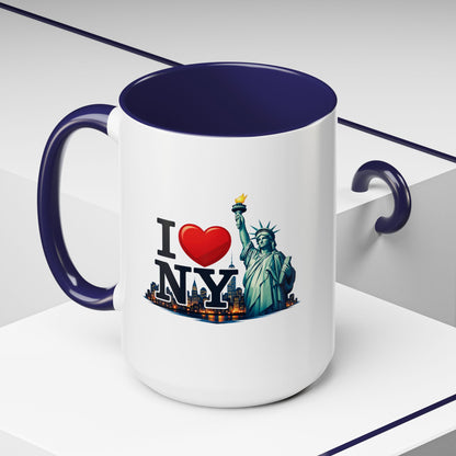 I  NY Statue of Liberty Accent Coffee Mug – New York City Souvenir (11/15 oz)