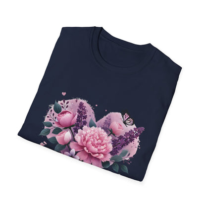 Mother's Day Floral T-Shirt — "Mother's Day I Love You" Heart Bouquet