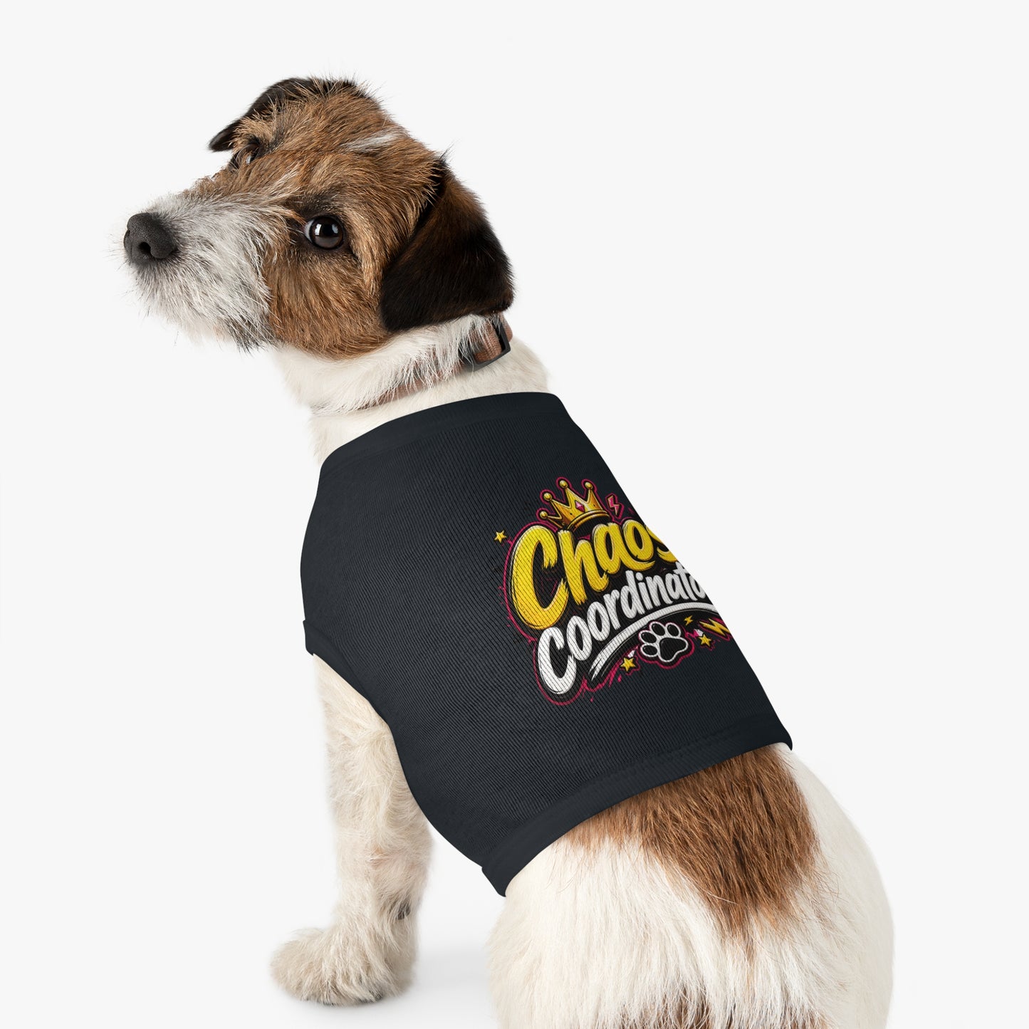 Chaos Coordinator Pet Tank Top — Cute Crown Paw Graphic Dog & Cat Tee