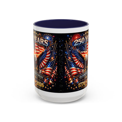 250 Years 1776–2026 Eagle American Flag Accent Coffee Mug — Patriotic Independence Day Gift (11/15oz)