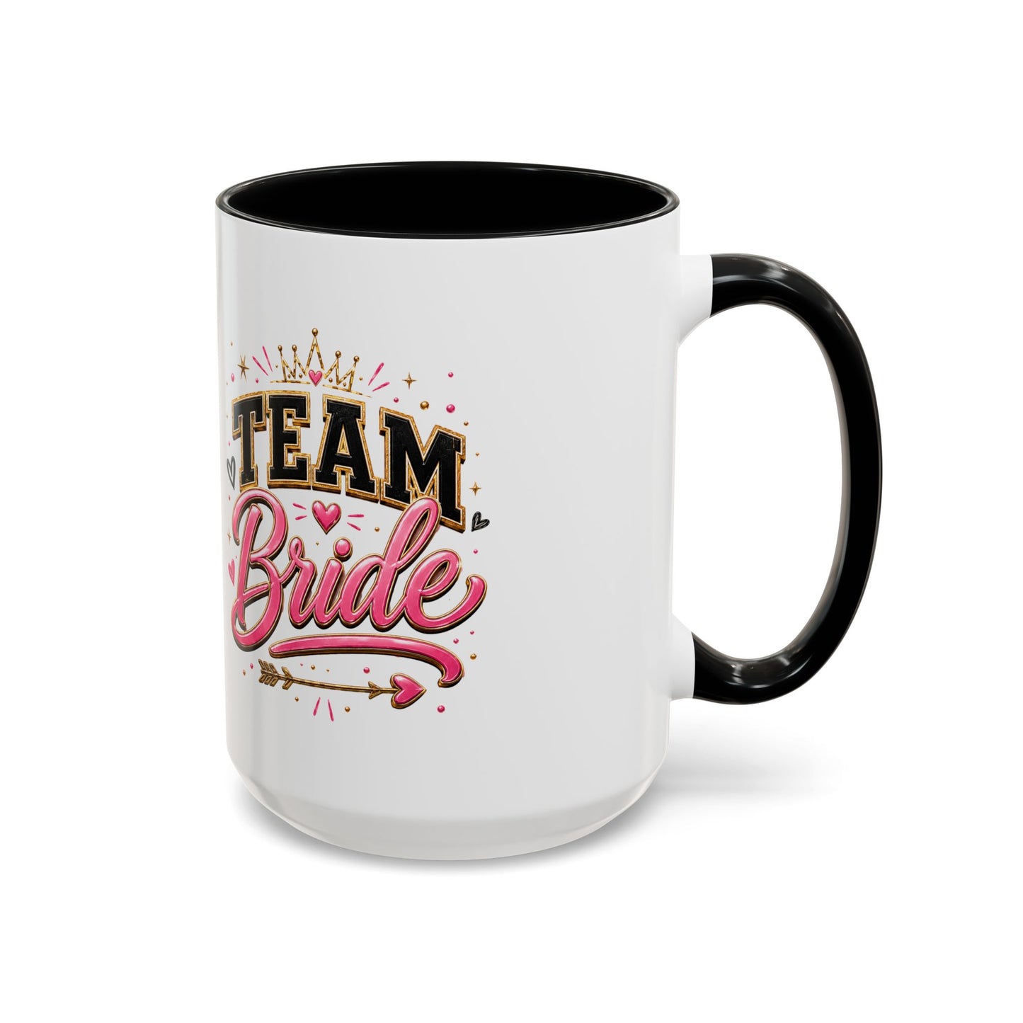 Team Bride Accent Coffee Mug — Pink & Gold Bachelorette Bridal Shower Gift (11/15 oz)
