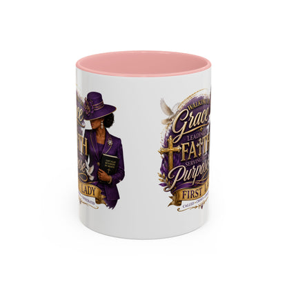 Faith & Purpose Accent Coffee Mug — First Lady Church Design (11/15oz)