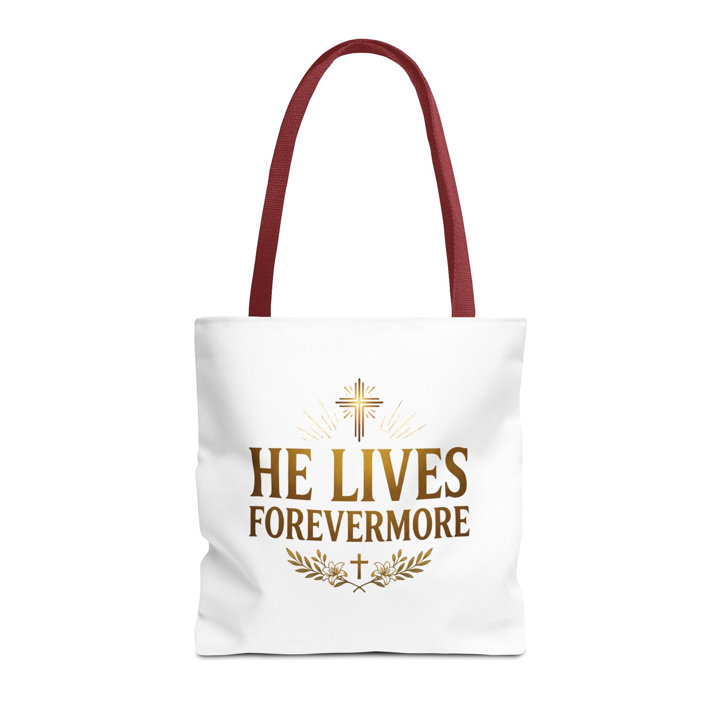 He Lives Forevermore Tote Bag – Christian Faith Cross Easter Canvas Tote
