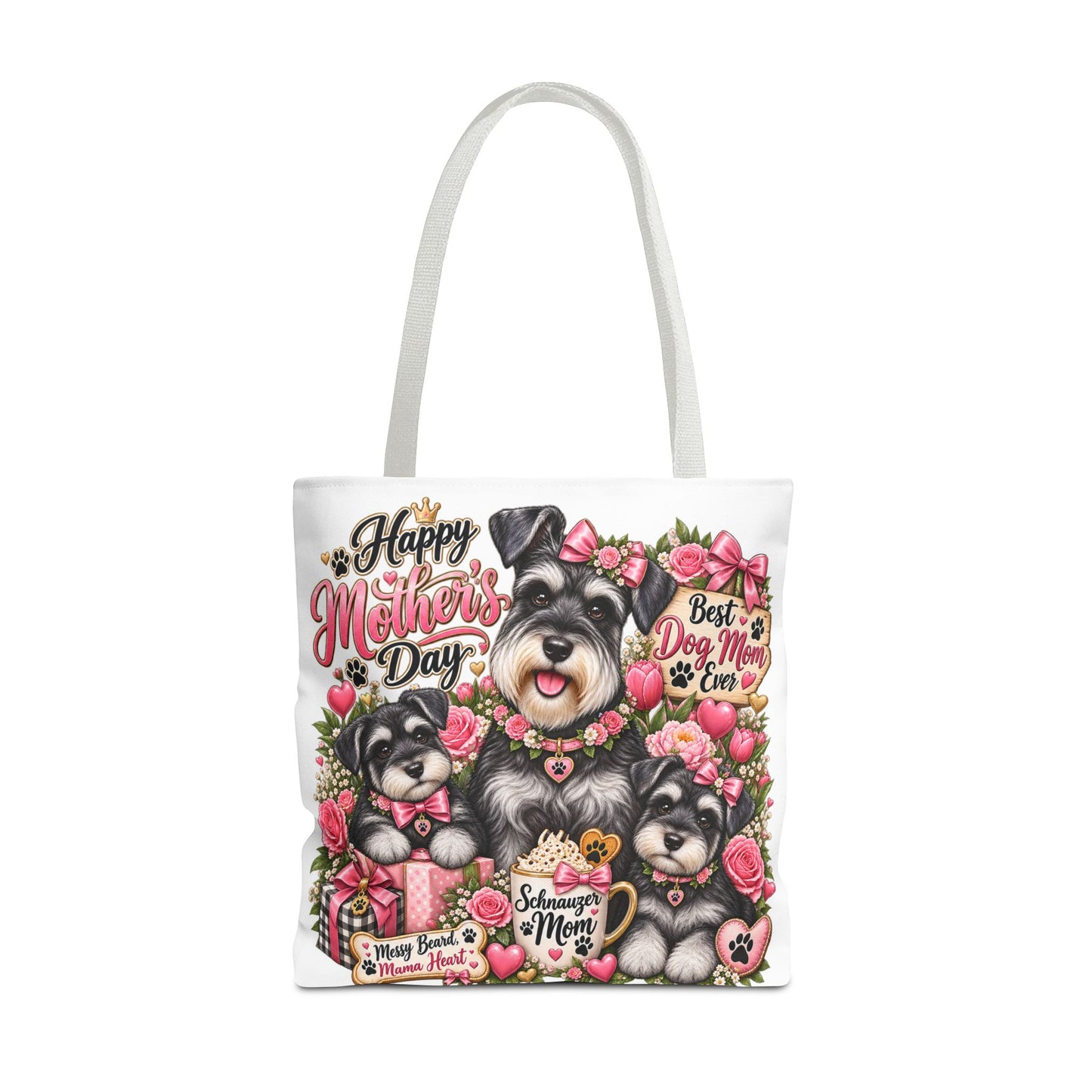 Happy Mother's Day Schnauzer Tote Bag — Best Dog Mom Ever Floral Gift