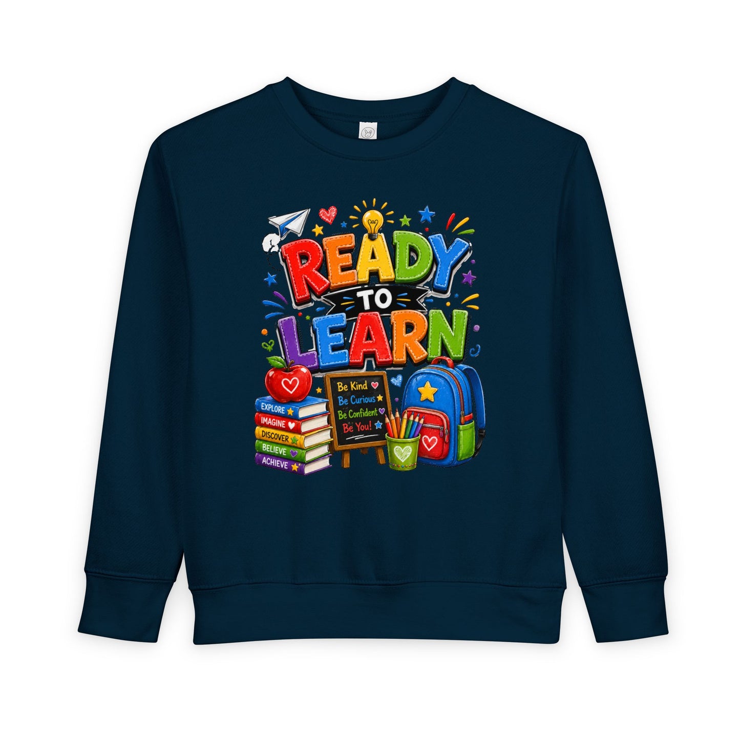 Ready to Learn Toddler Sweatshirt — Back to School Kids Crewneck