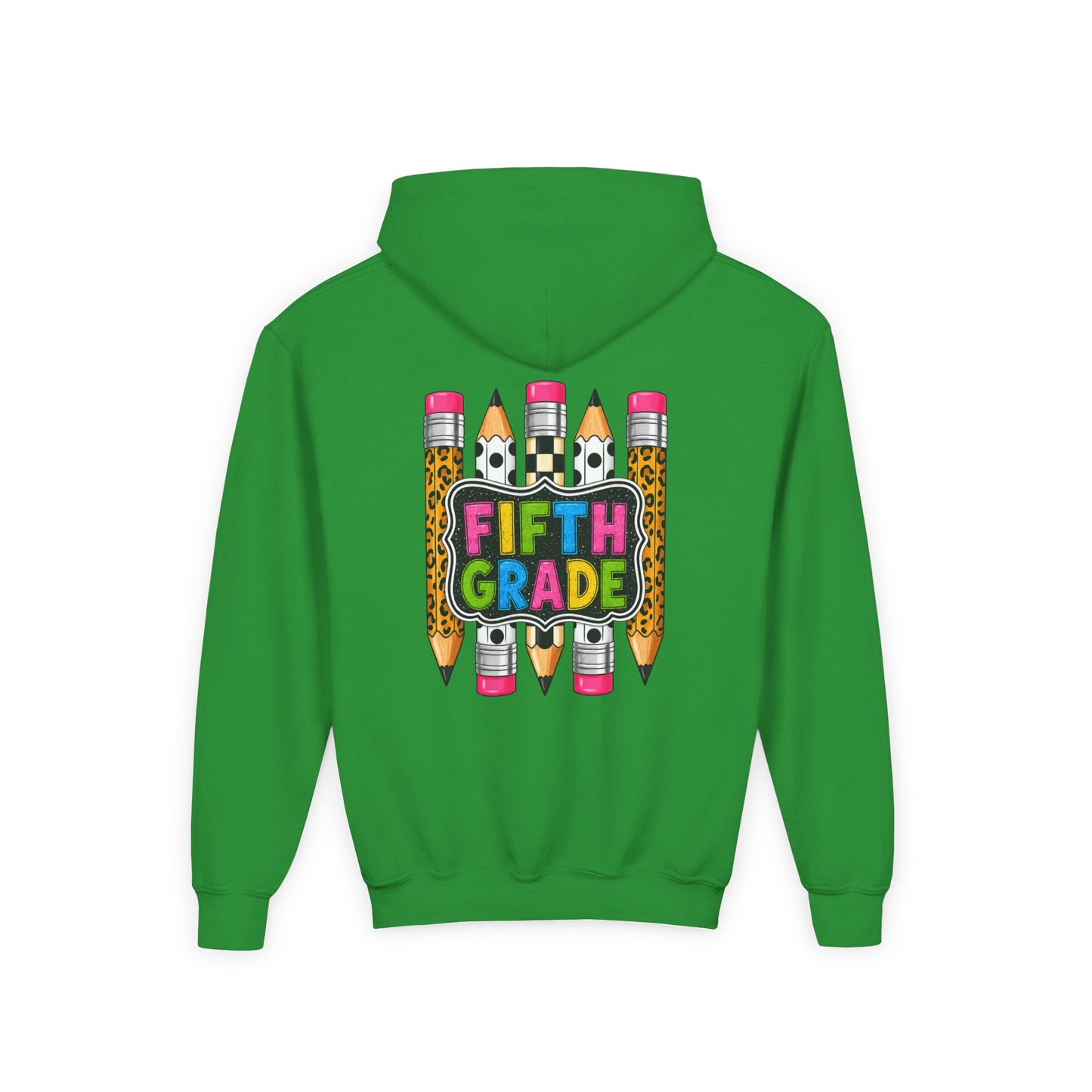 Fifth Grade Kids Hoodie — Colorful Pencil Back‑to‑School Sweatshirt for Students