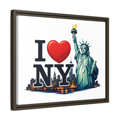 I Love NY Statue of Liberty Matte Framed Canvas
