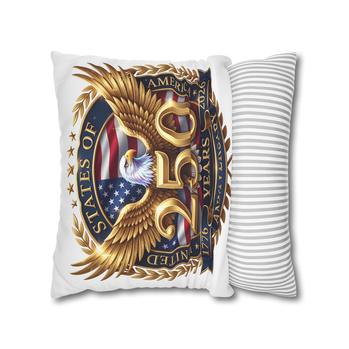 250th USA Anniversary Pillowcase – Patriotic Eagle 1776–2026 Decorative Throw Pillow Cover